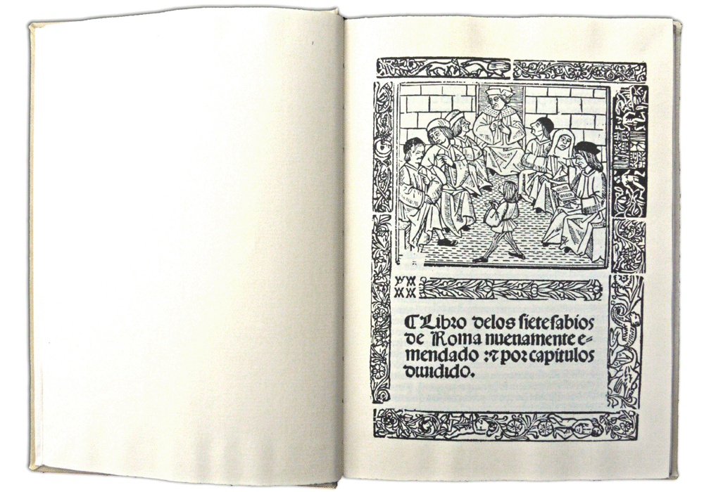 Libro siete sabios Roma-Cromberger-Incunables Libros Antiguos-libro facsimil-Vicent Garcia Editores-0 abierto
